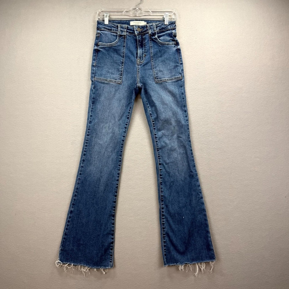 Hidden Bootcut Jeans Womens 26 Blue Denim Pants Stretch Casual High Rise Raw Hem